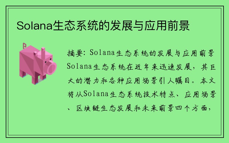 Solana生态系统的发展与应用前景